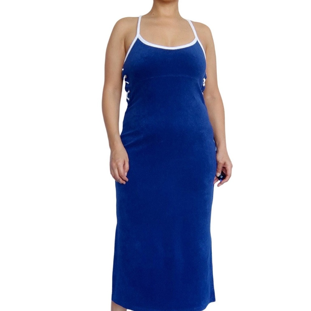 Juicy Couture Blue Midi Dress with White Trim